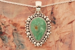 Artie Yellowhorse Genuine Broken Arrow Turquoise Sterling Silver Pendant